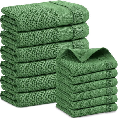 Homaxy Kitchen Towels and Dishcloths Set, 12 x 12 and 13 x 28 Inches, Super