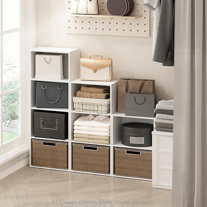 Furinno Reed Closet Organizers and Storage, 2-Tier Closet Organizer, Open Shelf Closet Storage, for Wardrobe, Bedroom, Living Room, White