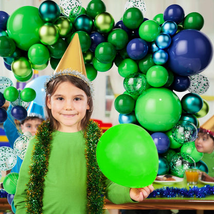 Green Dark Blue Balloon Garland Arch Kit, Dark Blue and Green Latex Balloons, Confetti Balloons for Wedding Birthday Festival Graduation Party Decorations
