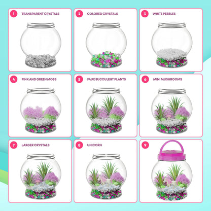 Dan&Darci Light-Up Unicorn Terrarium Kit for Kids - Kid Birthday Gifts - Best Unicorn Toys & Activities Kits Presents - Arts & Crafts for Girls & Boys Age 4 5 6 7 8-12 Year Old Girl Gift
