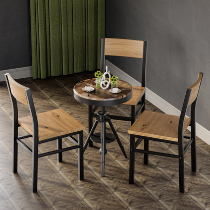 MECHYIN Dining Chairs Set of 4, Rustic Wood Dining Room Chairs with Thickened and Strengthened Metal Steel Frame & Slat Back, Modern Farmhouse Chair for Kitchen, Dining Room (4, Light Brown)
