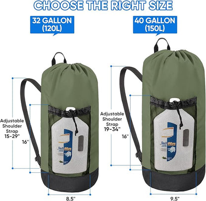 BALEINE 2PK 120L Laundry Bag Backpack, 900D Oxford Fabric Large Travel Laundry