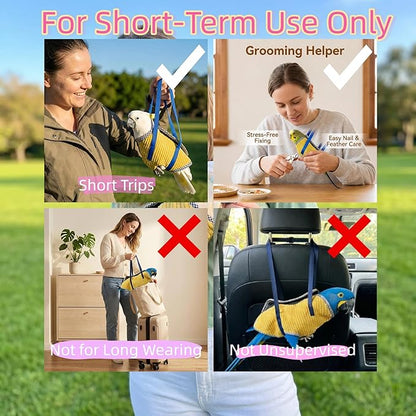 Portable Bird Carrier Bag with Harness, Escape Resistant Parrot Carrier & Bird Travel Bag for Parakeet, Cockatiel, Conure, Pigeon, Small Medium Birds, Random Color (Small)