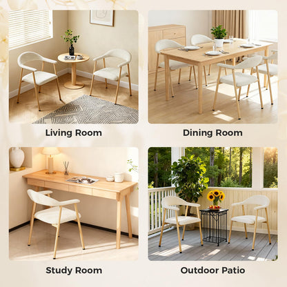 DUMOS Dining Chairs Set of 2, Linen Fabric Upholstered Kitchen Side Chairs with Curved Backrest & Metal Legs, Modern Farmhouse Accent Chair for Dining Room Kitchen Living Room Cafe, Beige