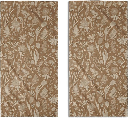 Brown Spring Floral Hand Towels