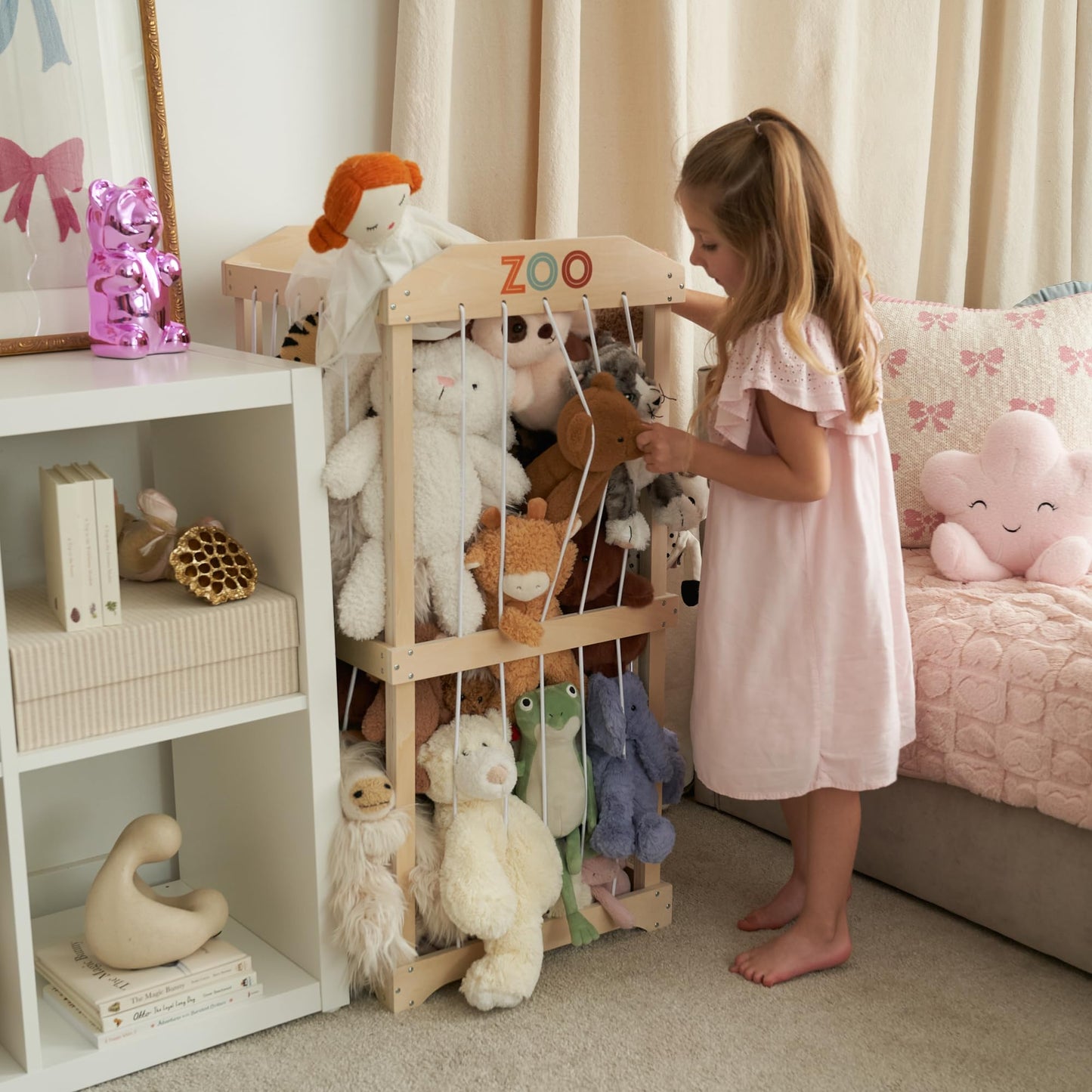Wooden Stuffed Animal Storage for Kids – Large Toy Storage Organizer & Holder for Your Kids Playroom or Nursery – Easy to Assemble Stuffed Animal Zoo That Keeps Plush Friends Ready for Snuggles