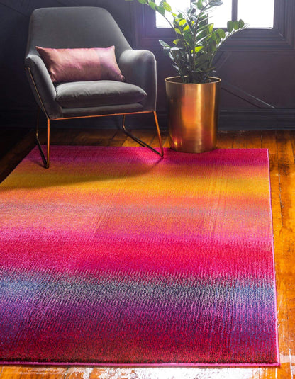 Unique Loom Estrella Collection Colorful, Gradient, Sunset, Abstract, Bright Colors Area Rug (5' 0 x 8' 0 Rectangular, Pink/Gold)