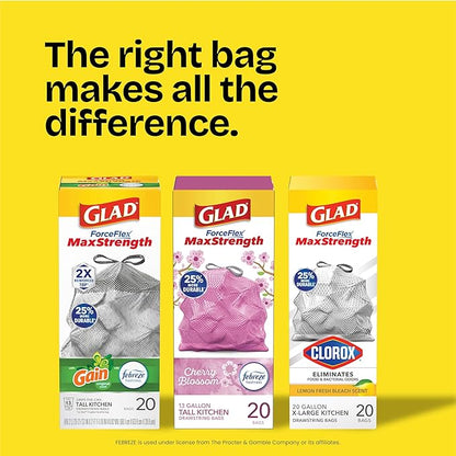 Glad Medium Trash Bags, 8 Gallon, Lemon Fresh Bleach Garbage Bags, Resists