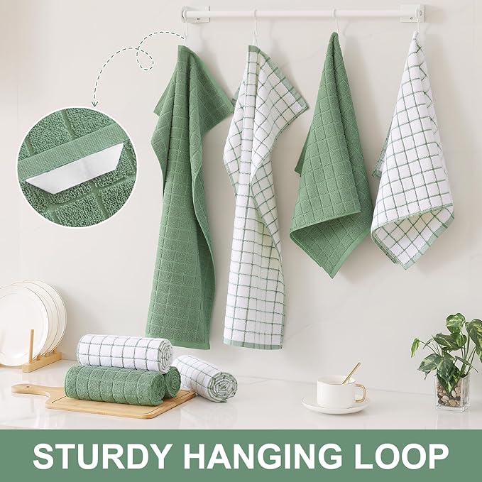 Homaxy Premium Cotton Kitchen Towels 16"x 28", Large Natural Ring Spun 390 GSM