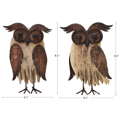 Rustic Owl Figurines Decor Animal Statue for Home - Wooden Stand Owl Sculptures Decorations for Living Room Bedroom - Shelf Decoration Decorative Tabletop Collection (Owl Family)