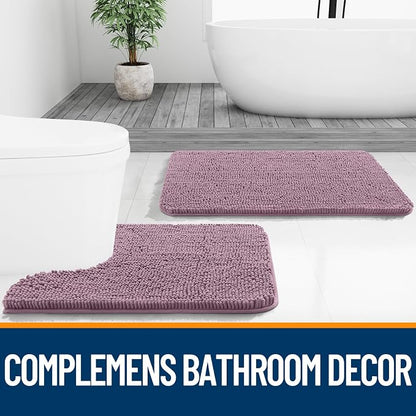 OLANLY Bathroom Runner Rugs 59x20, Soft Absorbent Chenille Bath Rugs, Rubber Backing Quick Dry, Machine Washable Long Bath Mats for Bathroom Floor, Tub and Shower, Home Decor Accessories, Deep Plum