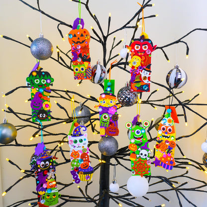 Winlyn 24 Sets Halloween Craft Kits Fall Crafts DIY Monster Spider Jack-O-Lantern Bookmark Ornaments Art Sets Foam Stickers Arts and Crafts for Kids Classroom Activities Party Favors Trick-or-Treaters