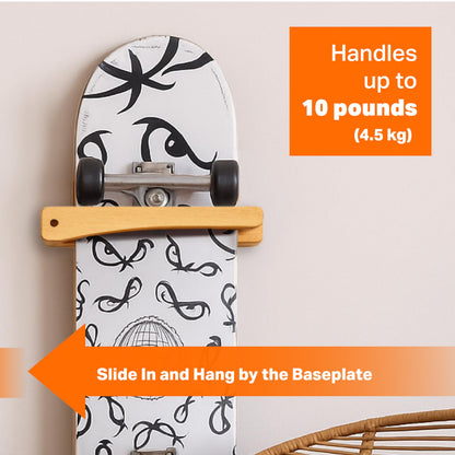 Tapeera 1-Pack Vertical Wooden Skateboard Wall Mount - Display Rack & Storage Hanger for Standard Decks – Premium Wood Home Décor