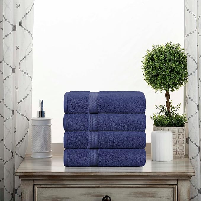 SUPERIOR Egyptian Cotton Pile Hand Towel Set of 4, Ultra Soft Luxury Towels