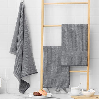 Homaxy Premium Kitchen Towels, Large Cotton Kitchen Hand Towels, Flat and Terry