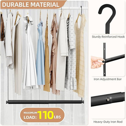 STORAGE MANIAC Adjustable Closet Rod Extender, Heavy Duty Space-Saving Clothes