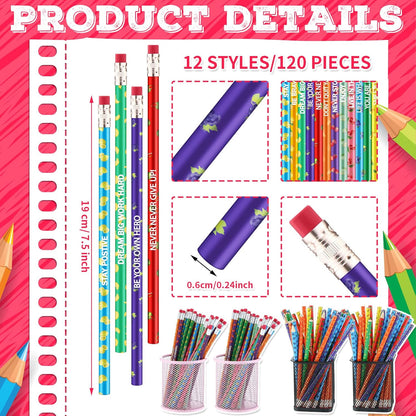 120 Pcs Scented Pencils Bulk for Kids Inspirational Motivational Cute Fun Fruit Wood Smelly Graphite Pencils with Erasers for School Classroom Office Students Girls Boys Gifts Supplies
