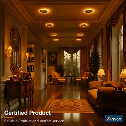 Amico 24 Pack 6 Inch 5CCT LED Recessed Ceiling Light with Night Light, 2700K/3000K/3500K/4000K/5000K Selectable Ultra-Thin Recessed Lighting, 12W=110W, 1100LM, Dimmable Canless Wafer Downlight ETL&FCC