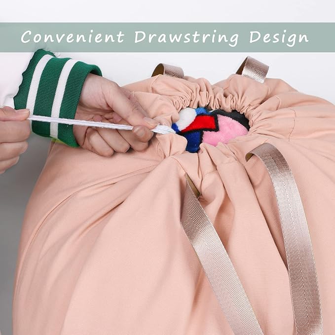 Cotton Canvas Laundry Bag with Handles & Drawstring Straps, Heavy Duty Extra