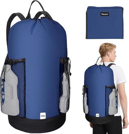 BALEINE 2PK 120L Laundry Bag Backpack, 900D Oxford Fabric Large Travel Laundry
