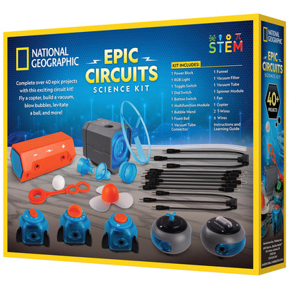 NATIONAL GEOGRAPHIC Circuit Maker Electronics Science Kit – 40+ Hands-On STEM Projects for Kids, Build Real Electrical Circuits, Educational STEM Activity for Learning Electricity & Engineering Skills