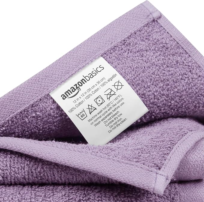 Amazon Basics Highly Absorbent, Fast Drying 100% Cotton Washcloths