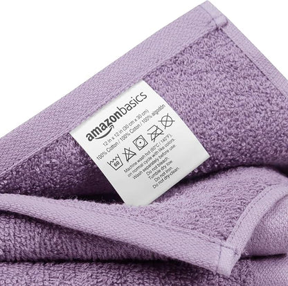 Amazon Basics washcloth for Bathroom, 100% Cotton Extra Absorbent, Fast Drying