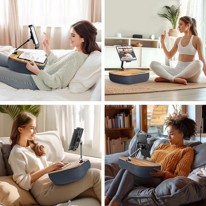 ERGONOV Lap Cozy Kindle Pillow Stand for Bed with Adjustable Arm, 360° Tablet Holder, Fits 4.7"-13" Kindle, iPad, Phone, Lap Desk for Hands Free Reading in Bed, Couch, Sofa,Gray