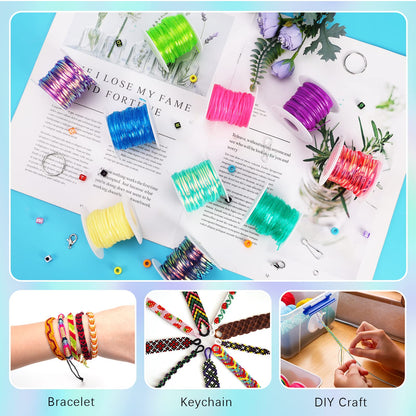 Karsspor Glitter/Laser/Normal Lanyard String Kit - 24 Rolls Gimp String, Plastic Lacing for DIY Bracelets, Key Chains, Pony Beads and Lanyards (788 Feet)