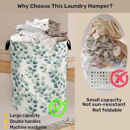 Sage Green Plant Large Clothes Hamper Bag