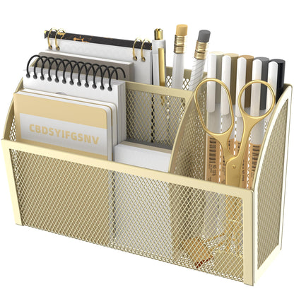 DALTACK Magnetic Pencil Holder Magnetic Shelf for the Whiteboard 3-Grid Mesh Magnetic Pen Holder for Refrigerator Magnetic Organizer Locker Accessories Organizer for Office, Yellow