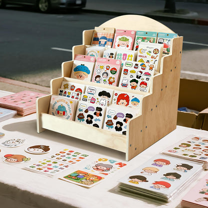 SPVIKISGO 5-Tier Greeting Card Display Stand, Wooden Rack Holder for Display Postcards, Cards, Brochure and Stickers, also for Vendors, Counter Retail