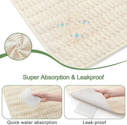 Washable Pee Pads for Dogs, 2 Pack Reusable Puppy Pads Dog Pads, Non-Slip Dog Pee Pads, Leakproof Pet Pee Pads Wee Wee Pads for Dogs. (Cream White, 36"x40"(Pack of 2))