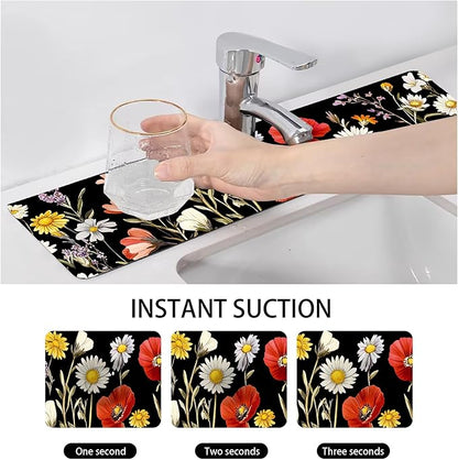Bimkole 2 PCS Faucet Absorbent Mat, Kitchen Faucet Sink Splash Guard Wraparound