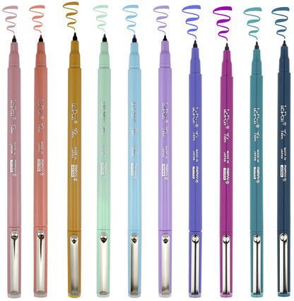 Marvy Uchida Le Flex 10 Piece Set Writing Pen, Pastel Colors