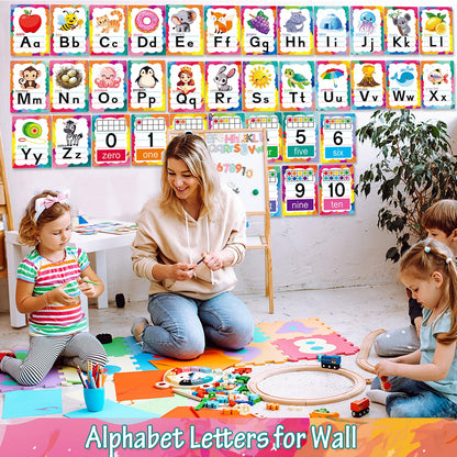 Adduster Alphabet Letters for Wall - ABC Alphabet Poster Classroom Wall Alphabet Alphabet Wall Chart Kindergarten Elementary Classroom Wall Decor Daycare Homeschool Supplies (Write Badly)
