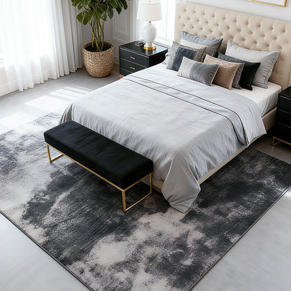 TerradWafs Washable Area Rugs 5x7, Modern Abstract Rug for Living Room, Soft Low Pile Non Slip Rug for Bedroom, Indoor Floor Carpet for Dining Room Farmhouse Nursery Entryway Home Office-Black