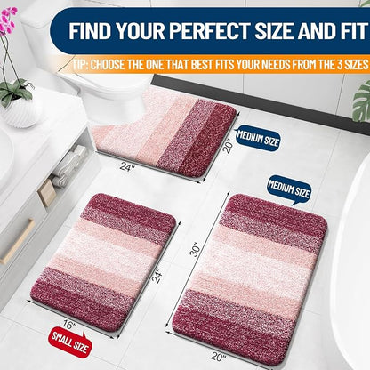 OLANLY Small Bathroom Rugs Mat 24x16, Extra Soft Absorbent Microfiber Bath Rugs, Rubber Backing, Quick Dry, Machine Washable Bath Mats for Bathroom Floor, Tub and Shower, Home Decor Accessories, Red