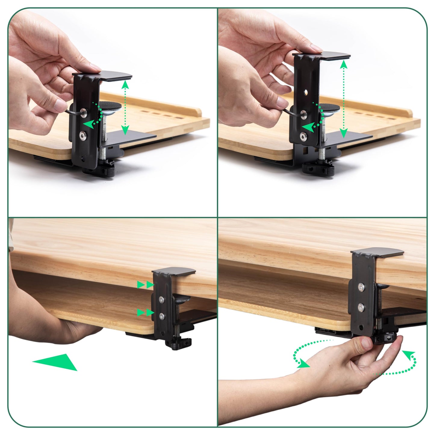 D'vine Dev Keyboard Tray Under Desk with Wrist Rest, Bamboo Wood Keyboard Drawer with Full Size Keyboard and Mouse Pad, Original Wood, KBTY-1