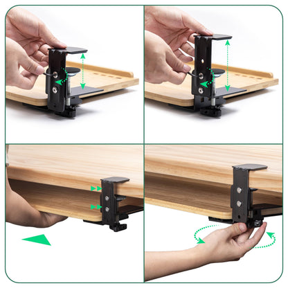 D'vine Dev Keyboard Tray Under Desk with Wrist Rest, Bamboo Wood Keyboard Drawer with Full Size Keyboard and Mouse Pad, Original Wood, KBTY-1