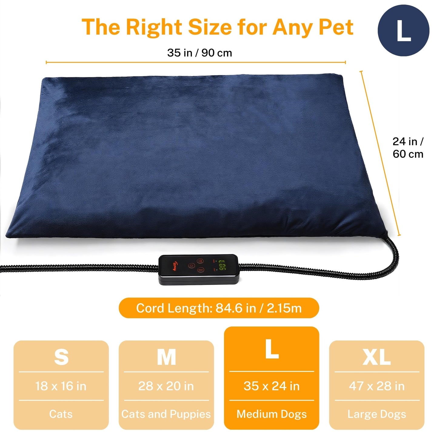 Toozey Small Pet Heating Pad, 6 Adjustable Temperature Dog Cat Heating Pad with Timer, Waterproof Heated Cat Bed with Chew Resistant Cord, Indoor Electric Pet Heated Mat 18x16in