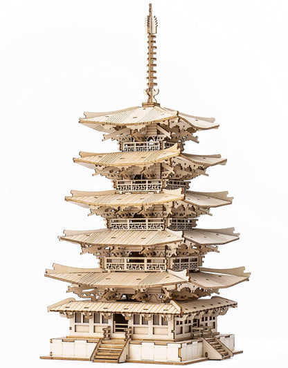 Rolife Wood Model Kits for Adults to Build 3D Puzzles DIY Five-storied Pagoda Birthday Unique Gifts for Friends or Family