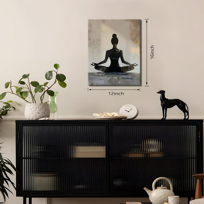 Framed Yoga Meditation Canvas Wall Art Minimalist Zen Silhouette Print Spiritua Mindfulness Painting Poster for Living Room Bedroom Yoga Studio Meditation Room Décor12x16 Inches