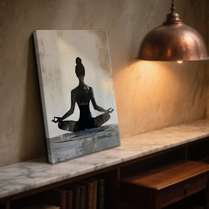 Framed Yoga Meditation Canvas Wall Art Minimalist Zen Silhouette Print Spiritua Mindfulness Painting Poster for Living Room Bedroom Yoga Studio Meditation Room Décor12x16 Inches