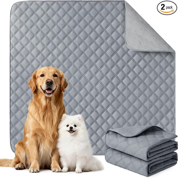 Eterish Reusable Washable Pee Pads for Dogs Extra Large 54'' x 54'' 2 Pack, Absorbent Pet Puppy Dog Training Pads Non-Slip, Waterproof Whelping Potty Pads for Dogs Leak-Proof