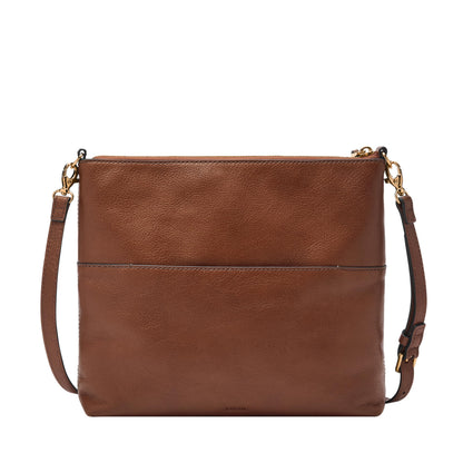 Fossil Women's Fiona Leather Large Crossbody Purse Handbag, Brown (Model: ZB7669200)