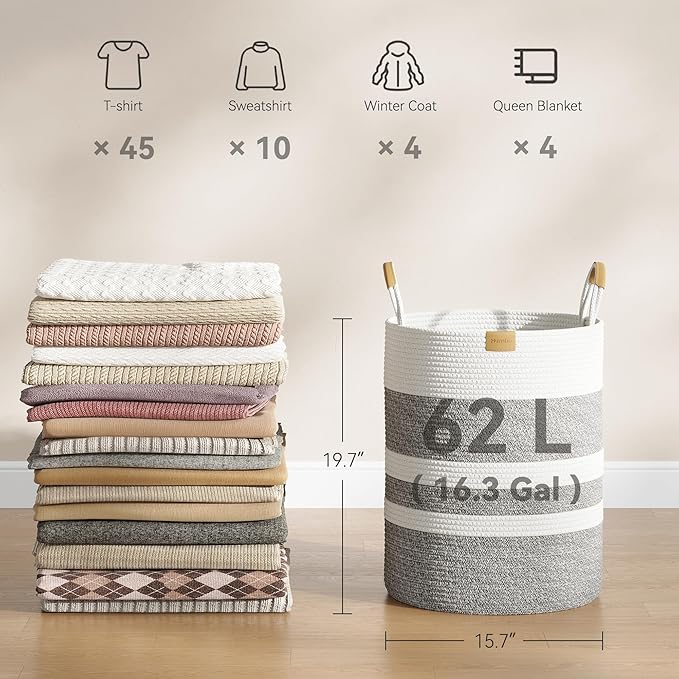 62L Striped Laundry Hamper