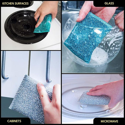 Dish Sponges for Kitchen (6 Pcs Pack) - Non Scratch Scrubbers for Cleaning Dishes - Reusable Dish Sponge Scrub Pads for Dishwashing & Washing - Household Scrubber Supplies & Tool for Pots, Pans, Sink