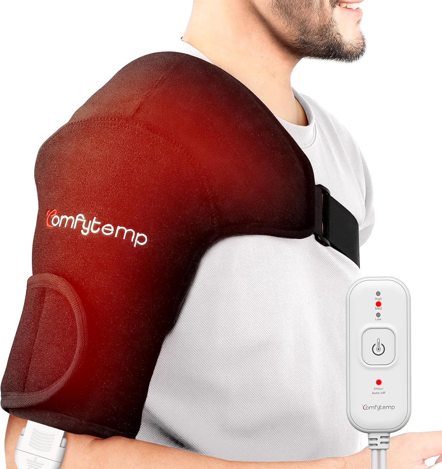 Comfytemp Shoulder Heating Pad for Rotator Cuff Pain Relief, Heated Shoulder Wrap for Frozen Shoulder Heated Brace, Birthday Gifts for Mom Women, 3 Heat Settings, 2H Auto-Off (S/M)