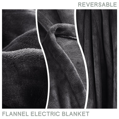 Heated Blanket Electric Blanket Full Size 72''x84'', Soft Flannel Heating Blanket with 1-10 Hour Auto Off - 6 Heat Settings - Machine Washable - Dark Grey
